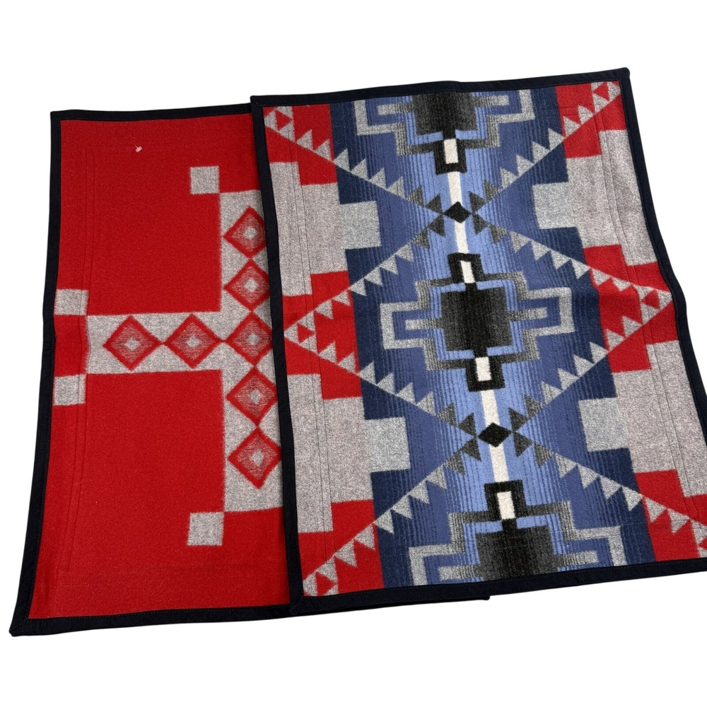 Pendleton Ruby River Wool Pillow Shams Set of 2 Standard Red Blue Grey Southwest